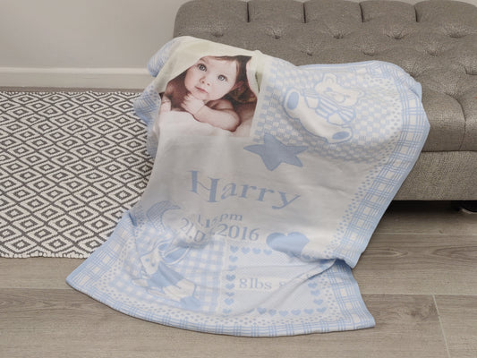 The Shannon Personalised Baby Blanket with Photo - Unique Newborn Gift